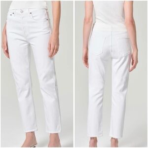 Agolde Riley Women Size 25 High Rise Straight Crop Jeans White NWT $178